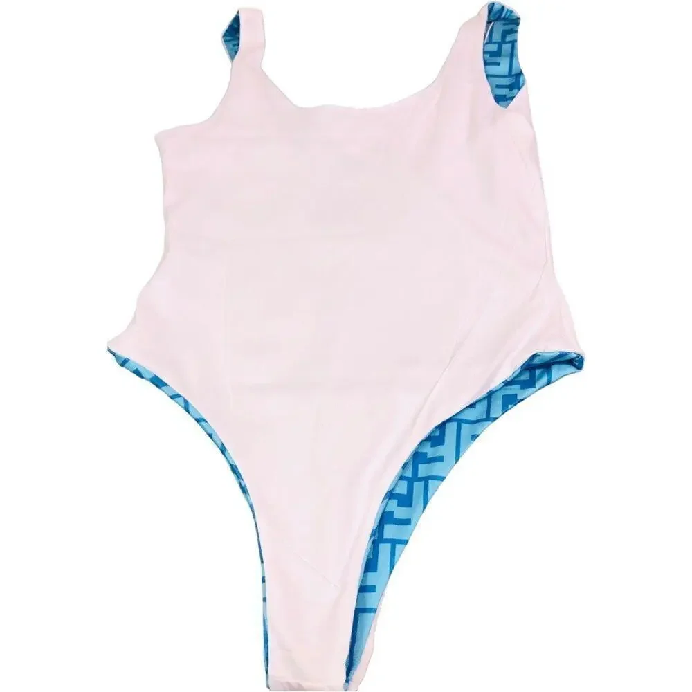 Blue FF Logo Jacquard Scoop Bodysuit / Swimsuit